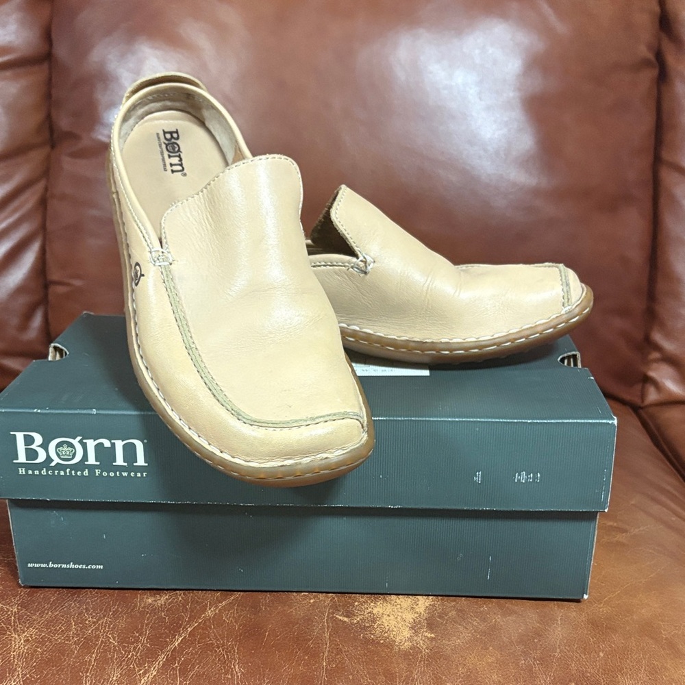 Born Women's Tan Leather Slip-On Loafers